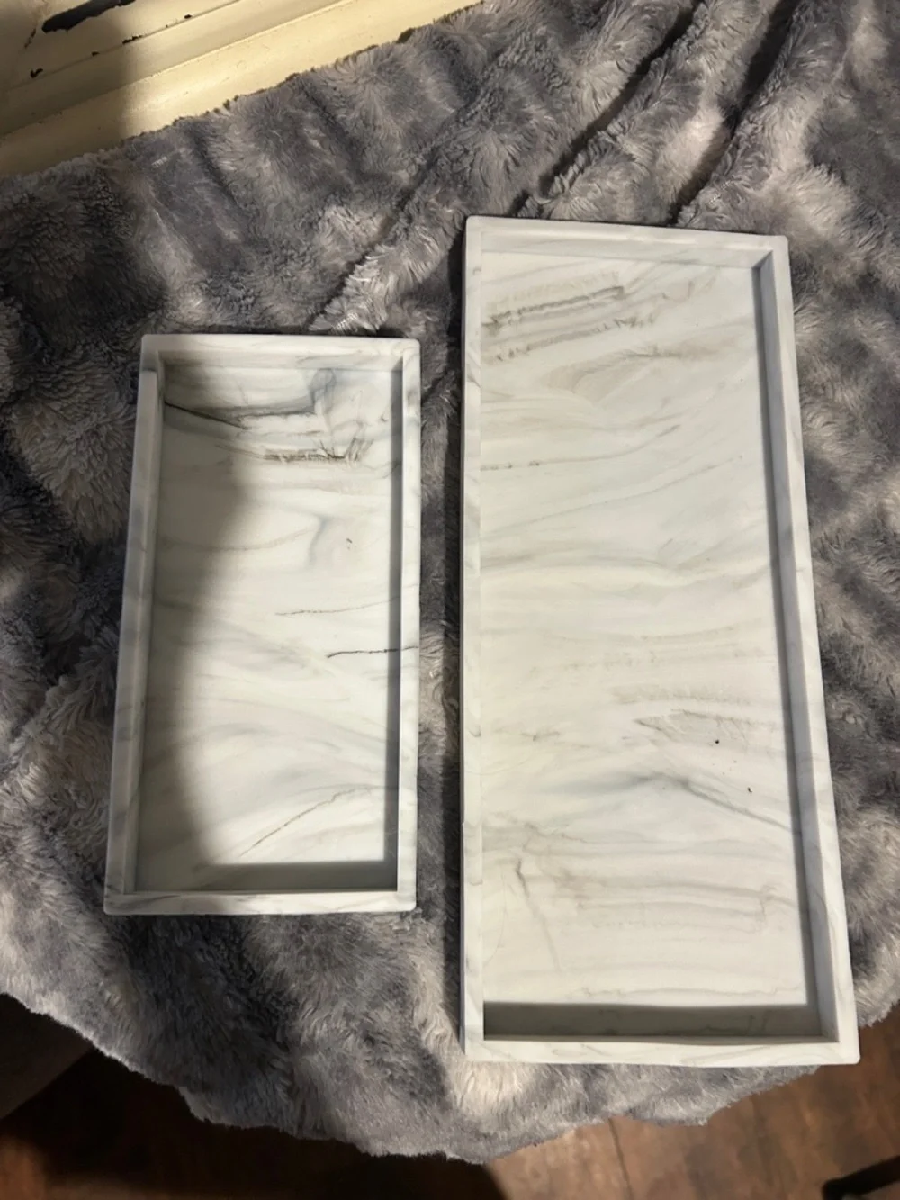 Amazon White Marble-Effect Vanity Tray Set